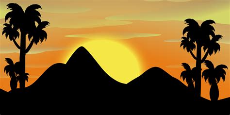 Silhouette Scene Of Mountains At Sunset 414750 Vector Art At Vecteezy