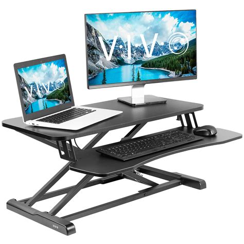Vivo Black Height Adjustable Standing Desk Monitor Riser 32 Sit Stand