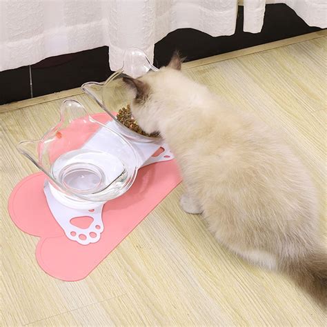 Cat elevated double transparent plastic bowl,pet feeding bowl | raised the bottom for cats and small dogs ，cute cat face double bowl easy to clean, simply rinse it to question:do these bowls help with cats that vomit after eating? KITTY® ANTI-VOMITING ORTHOPEDIC CAT BOWL in 2020 | Cat ...