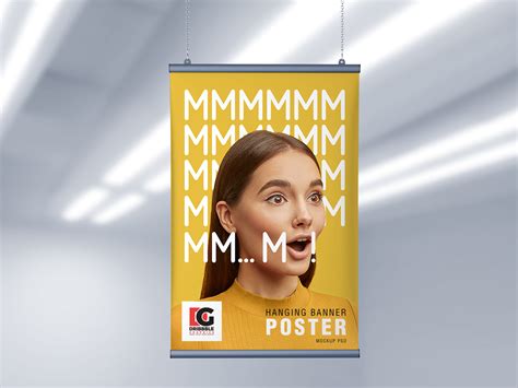 Free Ceiling Hanging Banner Poster Mockup Psd 2019 Dribbble Graphics