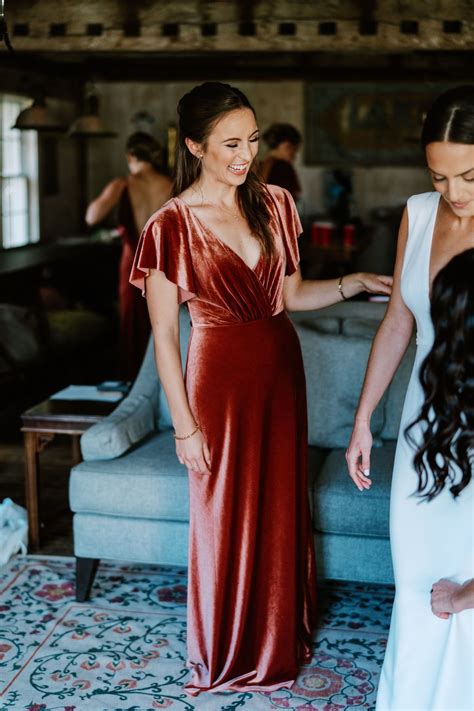 Luxe Velvet Bridesmaids Dresses By Jenny Yoo These Stunning Gowns In This Rust Long Sleeve