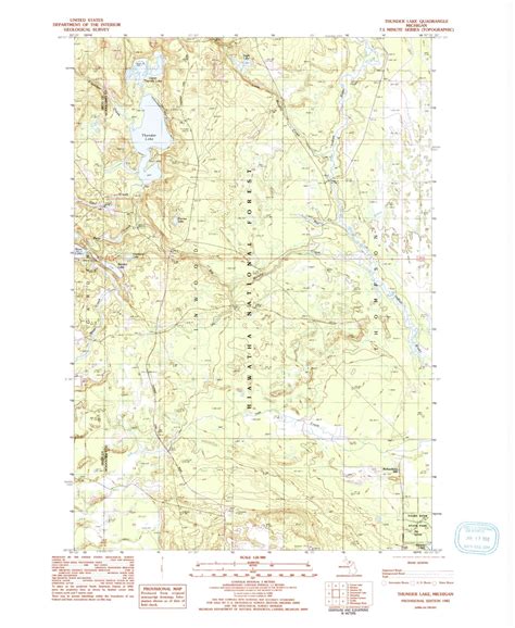 Classic Usgs Thunder Lake Michigan 75x75 Topo Map Mytopo Map Store