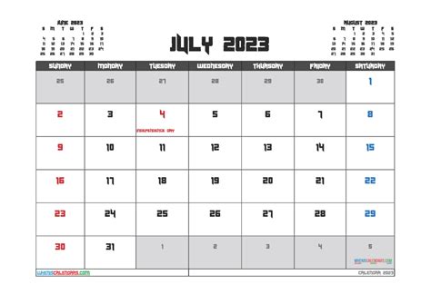 July 2023 Calendar With Holidays Printable 23236