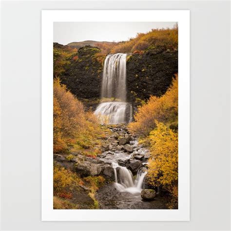 Iceland Waterfall Autumn Art Print By Mads Peter Iversen Society6