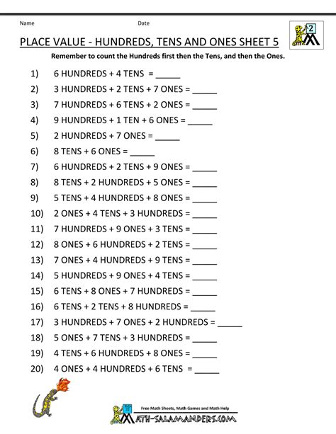 Kids are asked to count the groupings of ten shapes and the groupings of single shapes and write the numbers on the line and then the total number in the space provided. Second Grade Place Value Worksheets