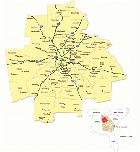A Map Showing The Location Of Metro Areas In Atlanta Including Two