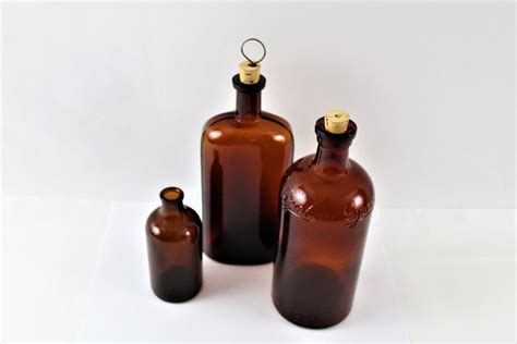 Antique Apothecary Brown Glass Bottles Antique Corkscrew
