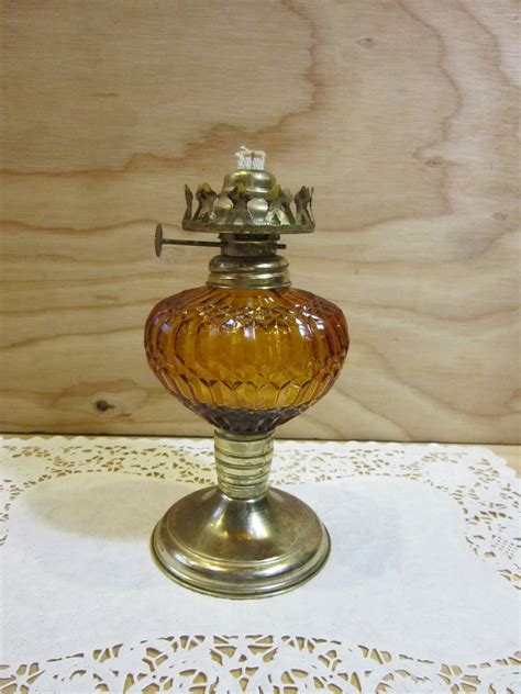 Amber Glass Oil Lamps Fenton Milk Glass Lamp With Amber Glass