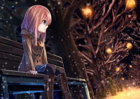 Anime Girl Sitting Alone Wallpapers Wallpaper Cave
