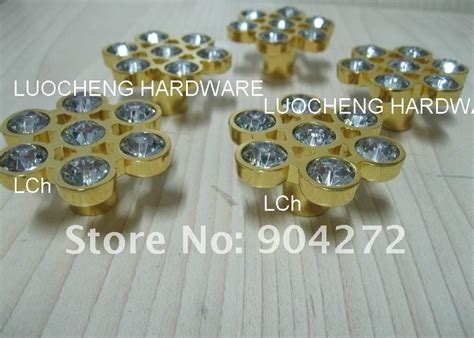 30pcs Lot Free Shipping Flower Clear Crystal Knobs With Aluminium