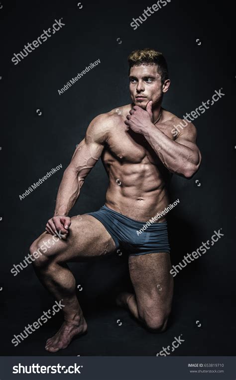 Naked Athlete Stands Studio On His Stock Photo Shutterstock