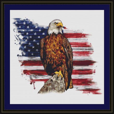 Eagle Usa Flag Counted Cross Stitch Pdf Pattern Etsy