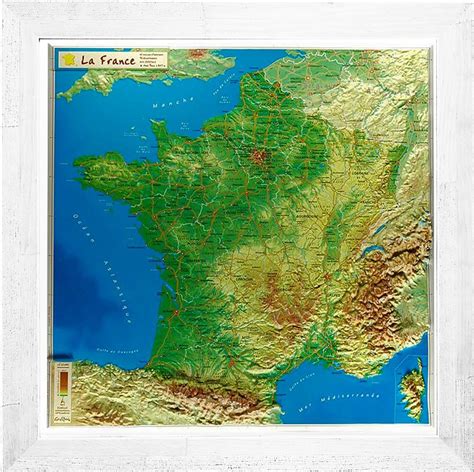 Carte En Relief De La France Encadrée Georelief