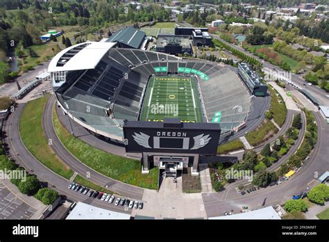 An Aerial View Of Autzen Stadium On The Campus Of The University Of Oregon Friday April 23