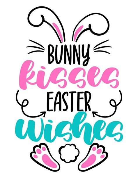 Bunny Kisses Easter Wishes Cute Easter Bunny Design Funny Hand Drawn Doodle Cartoon Easter