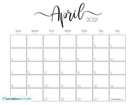 Interested in blank monthly calendars? Elegant 2021 Calendar - Pretty Printable Monthly Calendars | SaturdayGift in 2020 | Monthly ...