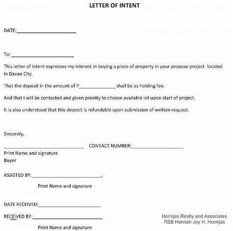Letter Of Intent Word Template Collection Letter Template Collection