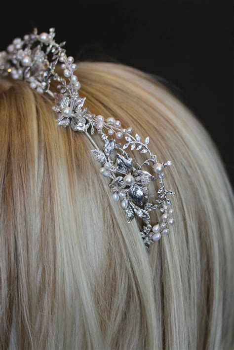 Silver Lining Regal Wedding Crown With Pearls For Bride Ryonna Tania Maras Bridal