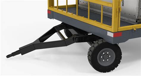 Airport Luggage Trolley Baggage Trailer With Container 3d Model 3d