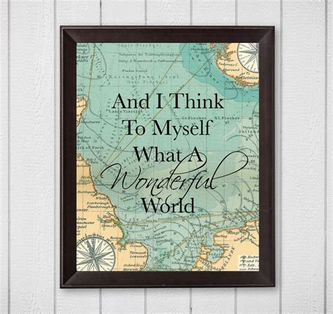 and i think to myself what a wonderful world map 8x10 digital download printable wall art