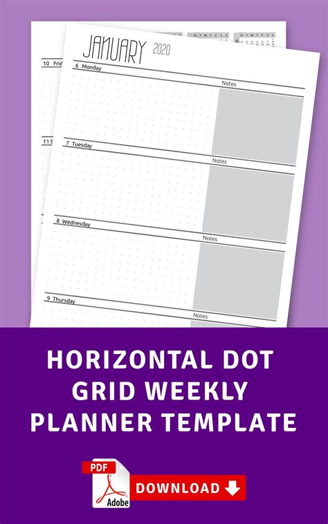 Dated Weekly Planner Template With The Classic Horizontal Layout And