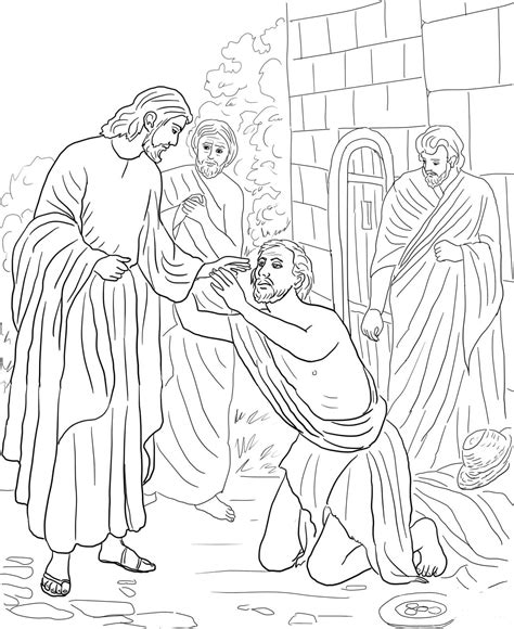 Jesus Heals Blind Bartimaeus Coloring Page Colouringpages