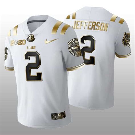 Justin Jefferson Jersey Lsu Tigers National Champions Golden Edition White Jersey Outfit