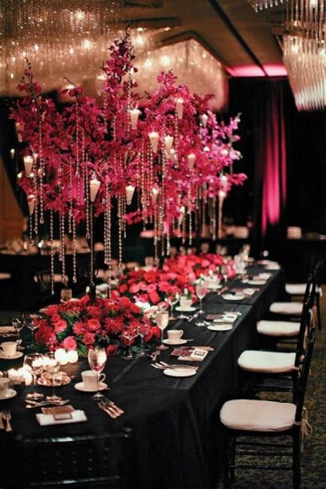 Pink And Black Wedding Decor Ideas ♥ Hot Pinkfuchsia Flower And