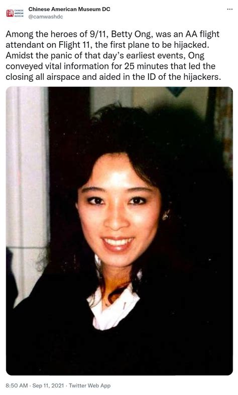 Among The Heroes Of 911 Betty Ong Was An Aa Flight Attendant On