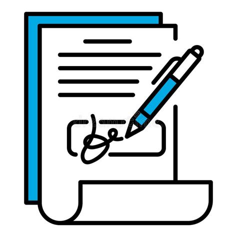 Document Signature Icon Outline Style Stock Vector Illustration Of