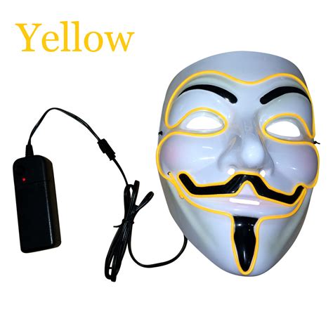 Led Light Up Guy Fawkes For Vendetta Mask El Wire Mask Edm Fawkes