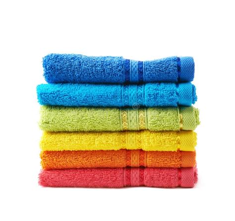 Pile Of Rainbow Colored Towels Isolated Stock Photo Image Of Orange