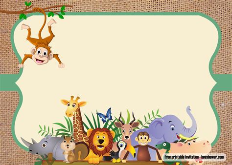 Free Safari Theme Baby Shower Invitations Templates Download Hundreds