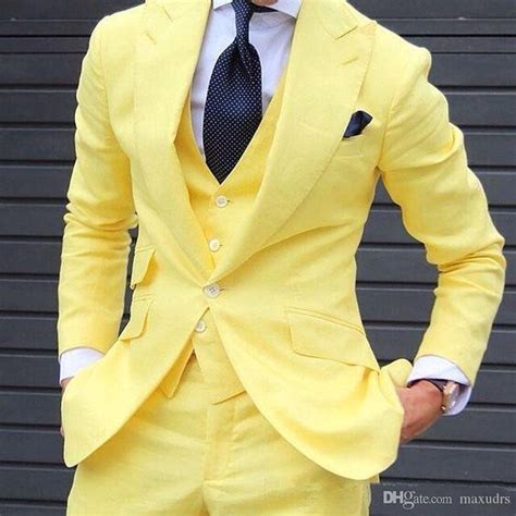 Yellow Men Suits 2017 Custom Made Latest Coat Pant Designs Fashion Men