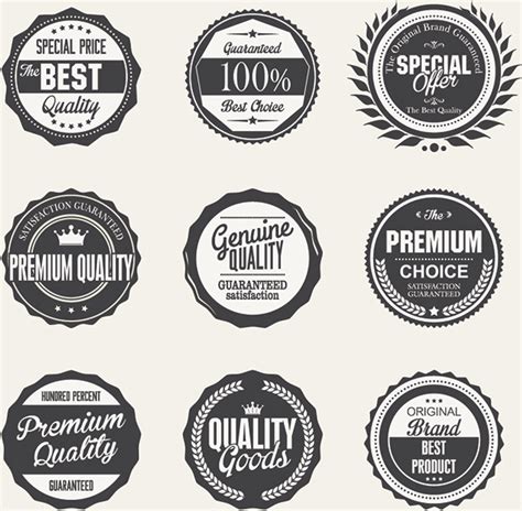 Black Premium Quality Label Set Vectors Graphic Art Designs In Editable