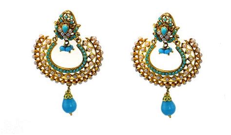 Turquoise Gold Victorian Chandbali EarringsBridal Chandelier Etsy