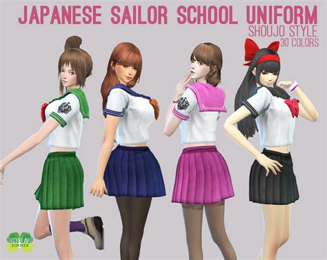 Japanese Sailor School Uniform For The Sims 4 By Cosplay Simmer Spring4sims Sims 4 Sims