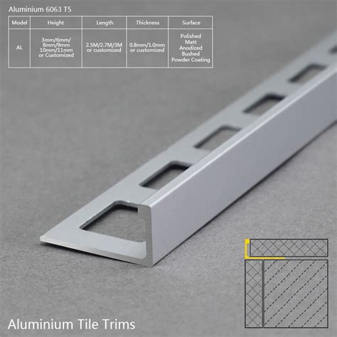 Supply Aluminium L Shape Matt Silver Tile Corner Trim Al Factory Quotes