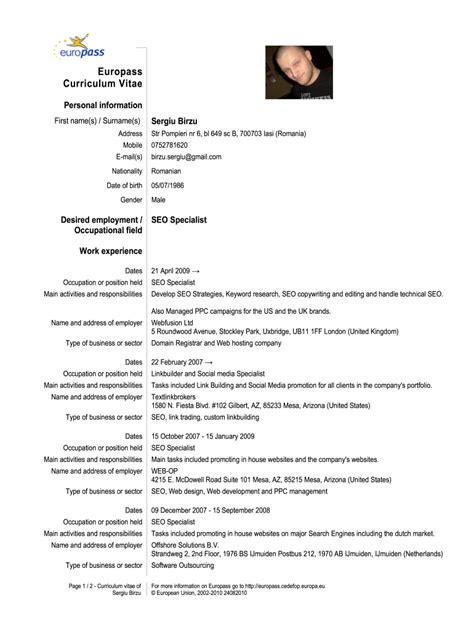 Europass Cv Format Free Download Type Of Resume And Sample Europass Cv Sexiezpicz Web Porn