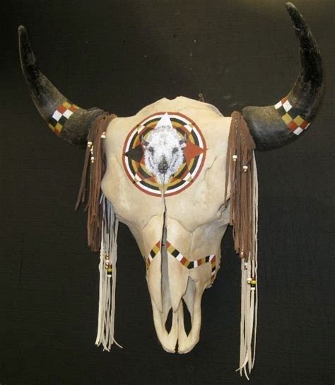 Native American Bison Buffalo Skull Depicting Sacred Native American