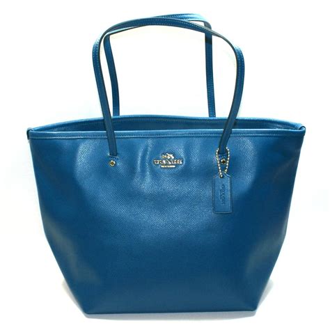 Coach Crossgrain Taxi Leather Zip Tote Teal 34103 Coach 34103