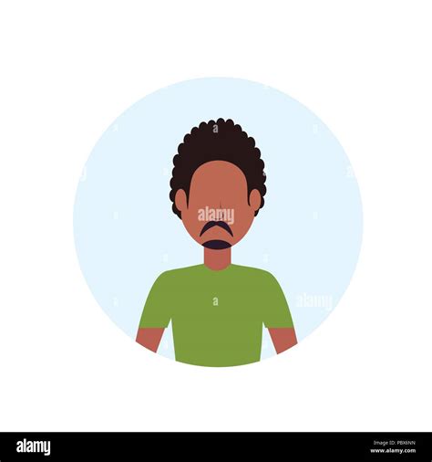 African American Man Avatar Isolated Faceless Male Cartoon Character Portrait Flat Stock Vector