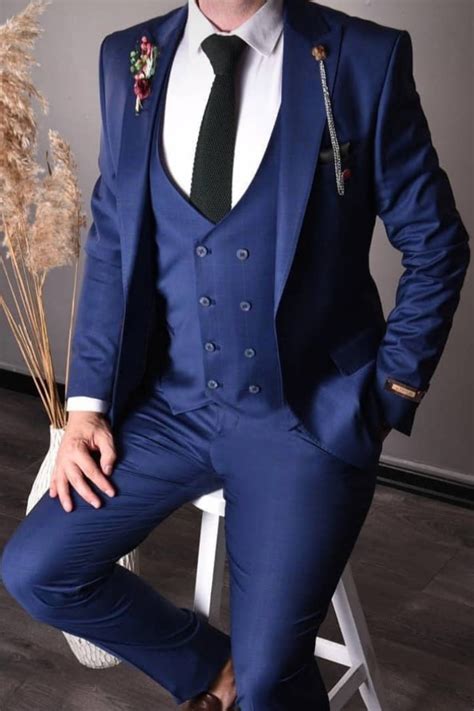 men s dark blue three piece suit groom style giorgenti custom suits brooklyn nyc in 2021
