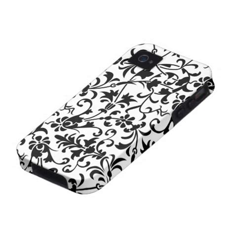 Cute Floral Black White Damask Iphone 4 Case Mate Vibe Iphone 4 Case