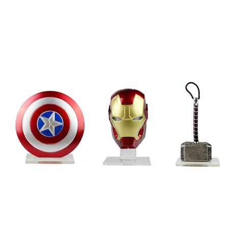 3pcs Set Captain America Shield Thor Hammer Tony Stark Decoration Set