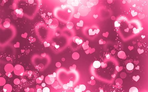 Pink Glare Hearts Pink Glitter Background Creative Love Concepts Abstract Hearts Hd