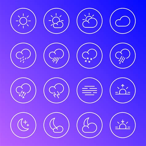 Weather Icons Meteorology Simple Line Symbols Illustration 265816