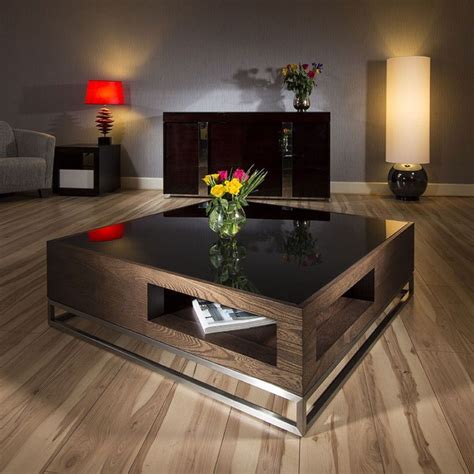 Modern Designer Large Big Square Coffee Table 11mtr Elm Steel In