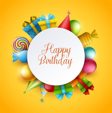 Yellow Birthday Background With Ts Vector 01 Free Download