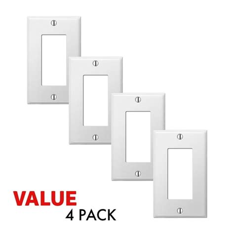 4 Pack Smooth White Steel Single Gfci Outlet Wall Dimmer Switch Plate
